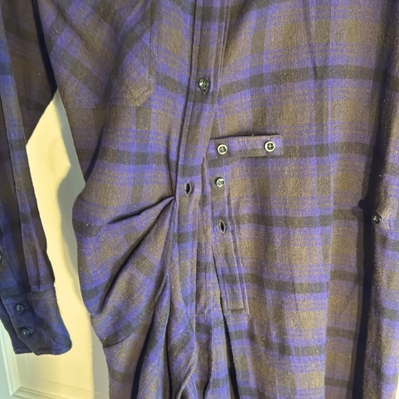 NWT Isabel Marant Etoile Eggplant Black Tan Muted Plaid adjustable Shirt Dress - Picture 11 of 16